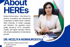 Ekspertlar bilan tanishing: Dr. Nozliya Normurodova – O‘zbekistondagi HEREs jamoasi a'zosi