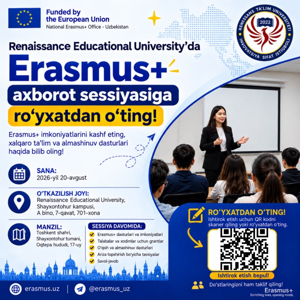 Renessans universiteti Erasmus+ axborot sessiyasi!