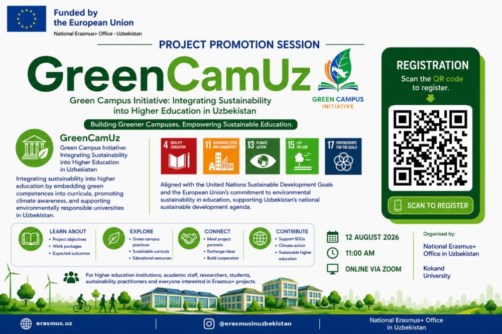  LOYIHANI TAQDIMOT SESSIYASI: Erasmus+ CBHE – GreenCamUz loyihasi