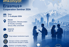 Xalqaro hamkorlik uchun yangi imkoniyat: Erasmus+ Cooperation Seminar 2026