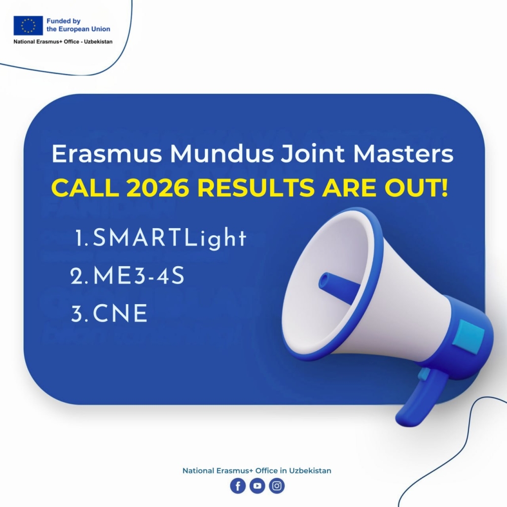 ERASMUS MUNDUS 2026: O‘ZBEKISTON UNIVERSITETLARI XALQARO LOYIHALARDA NAVBATDAGI MUVAFFAQIYATGA ERISHDI!
