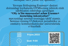 Navbatdagi Erasmus+ sessiyasi UzJOKU'da!