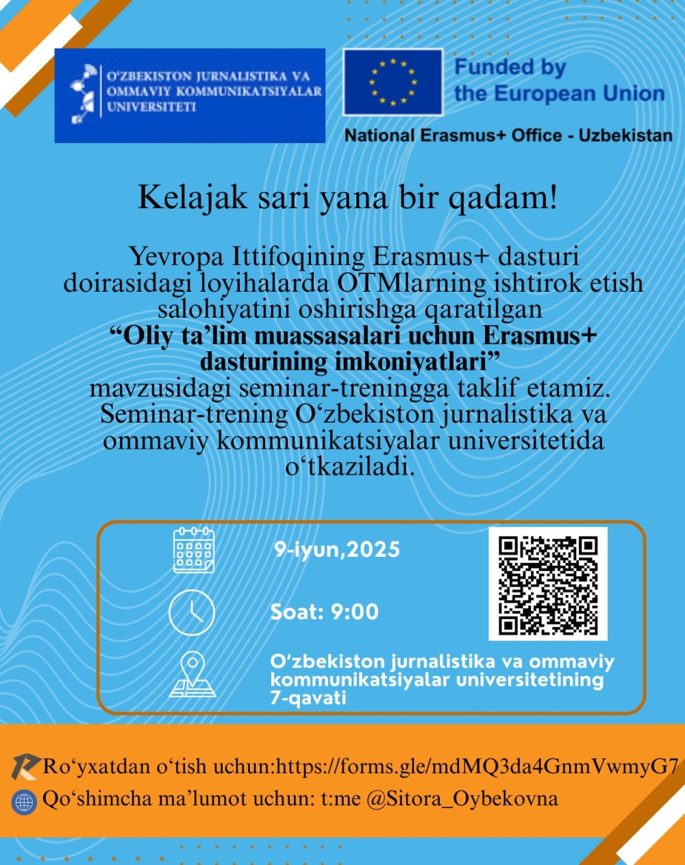 Navbatdagi Erasmus+ sessiyasi UzJOKU'da!
