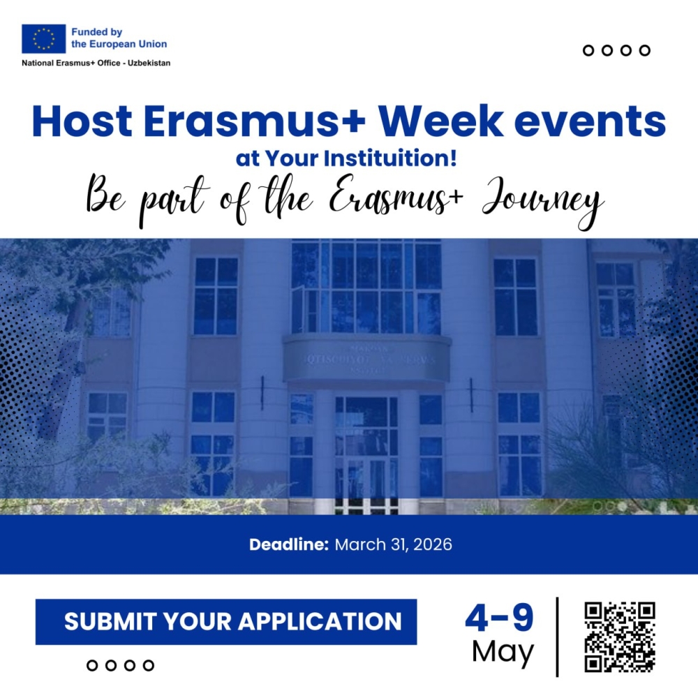 Erasmus+ Haftaligi 2026 doirasidagi tadbirga mezbonlik qilish imkoniyati!