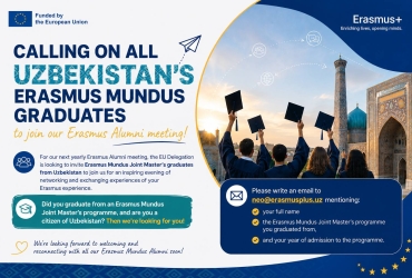 O‘zbekistonlik Erasmus Mundus bitiruvchilarini Erasmus Alumni meeting’ga taklif qilamiz!