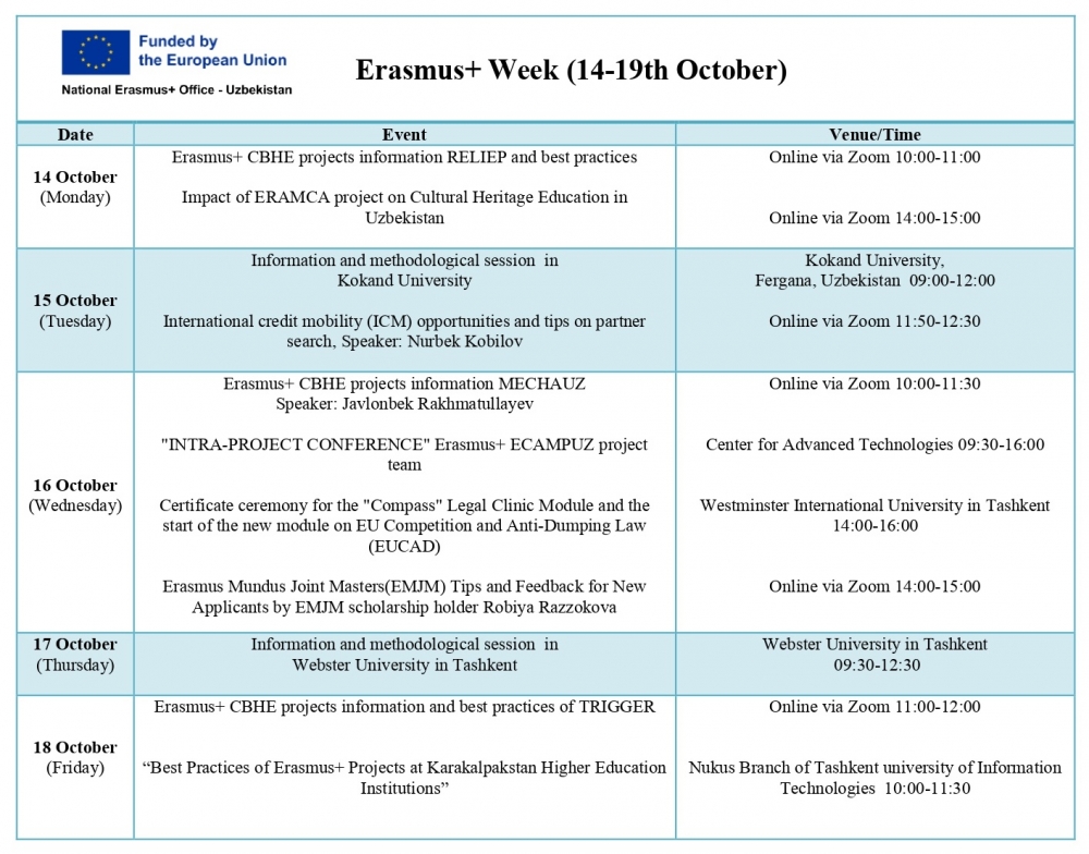 Autumn Erasmus+ Week/days 2024