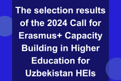 The selection results of the 2024 Call for Erasmus+ Capacity Building in Higher Education for Uzbekistan HEIs