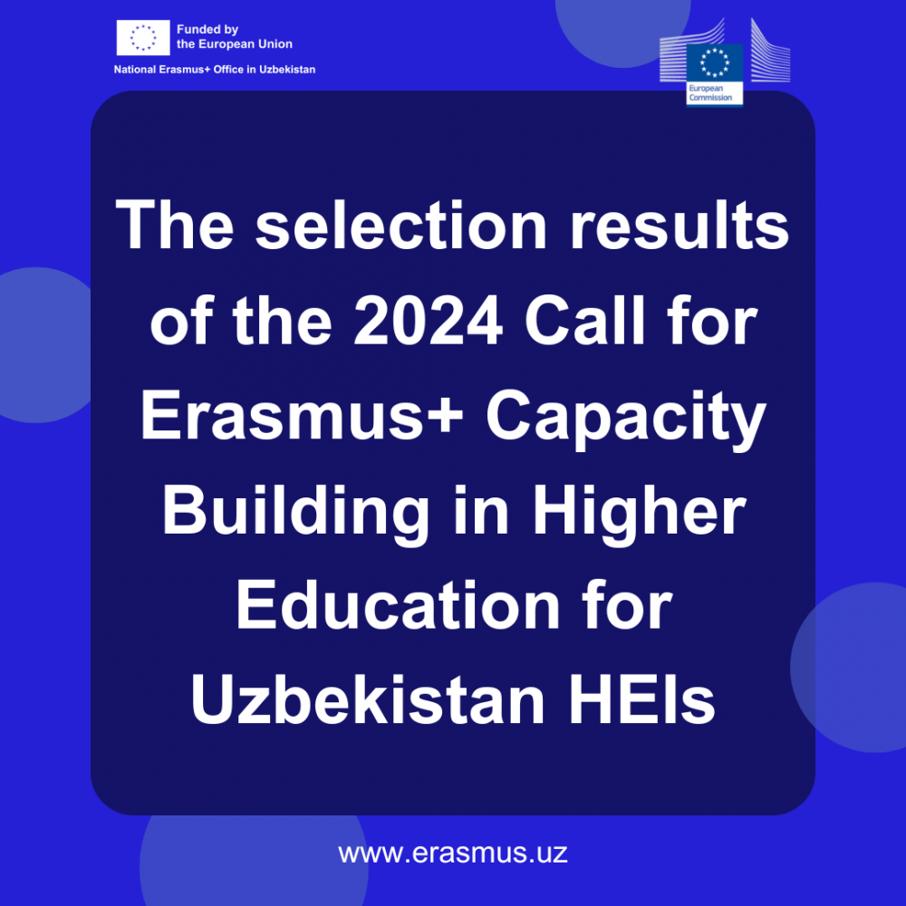 The selection results of the 2024 Call for Erasmus+ Capacity Building in Higher Education for Uzbekistan HEIs